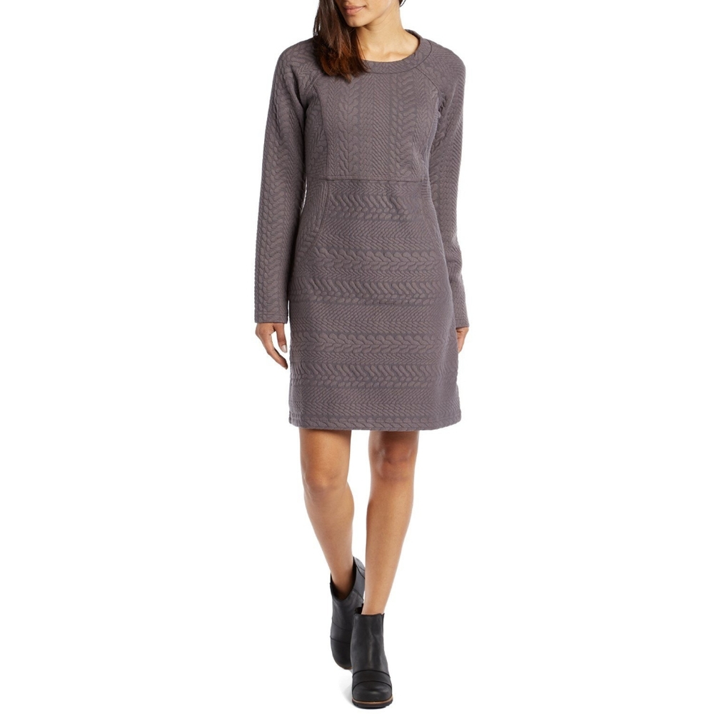 Prana olive green/ gray quilted Macee  sweater dress sz M